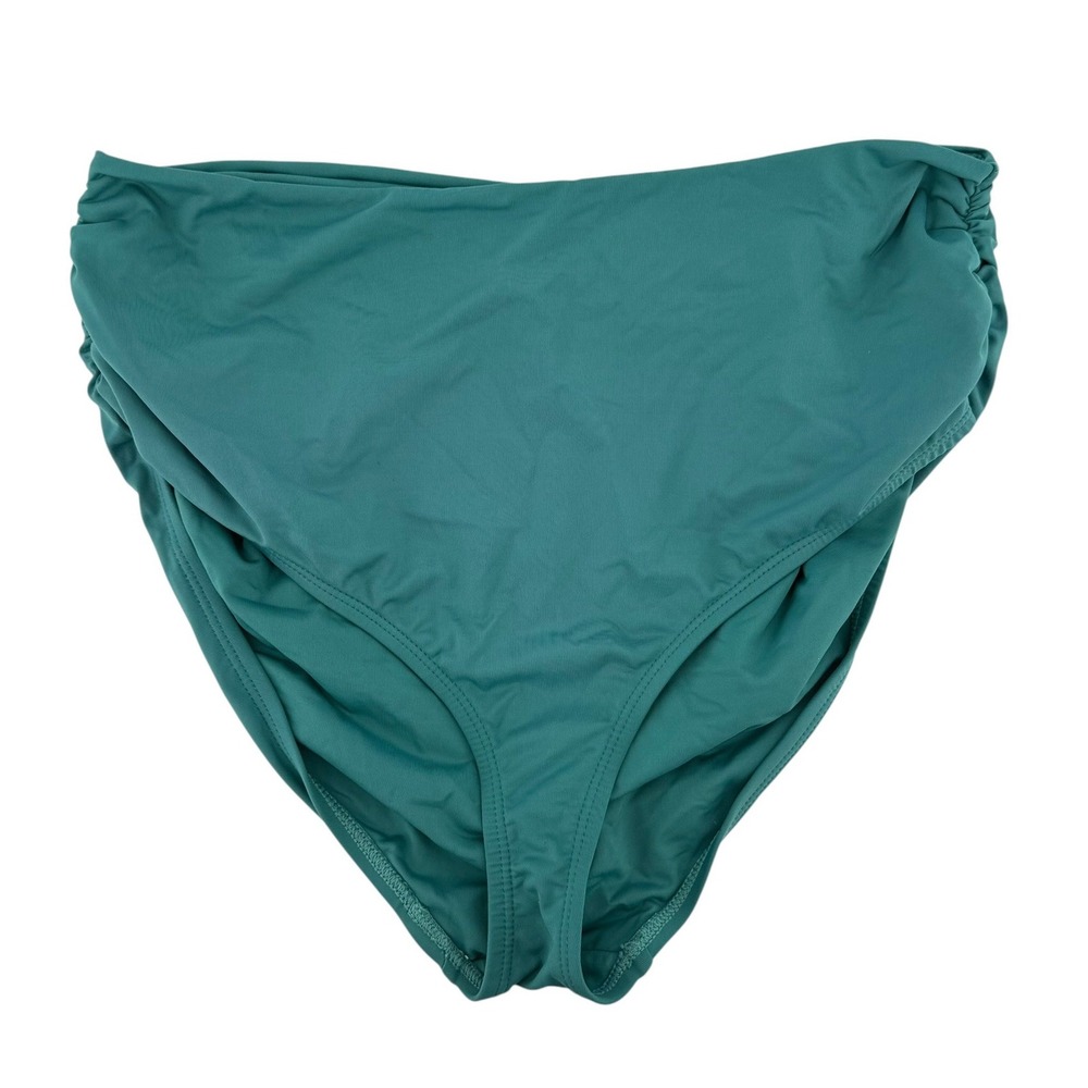 Anne Cole Womens Teal Green‎ High Waisted Ruched Bikini Bottoms Size Medium